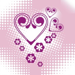 vector postcard with hearts