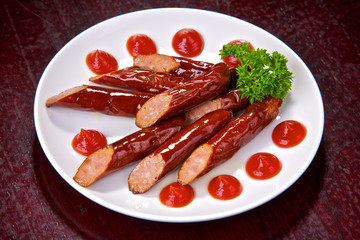 Appetizing Bavarian sausages