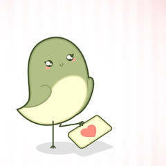 Cute bird holding love letter