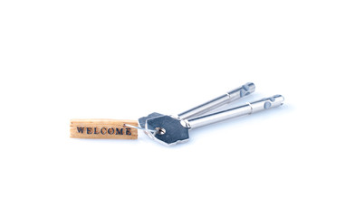 Welcome concept with  key and label.