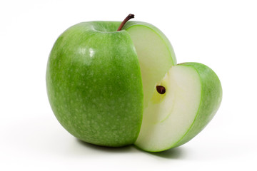green apple on a white background
