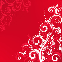 Ornate scroll floral design in red color