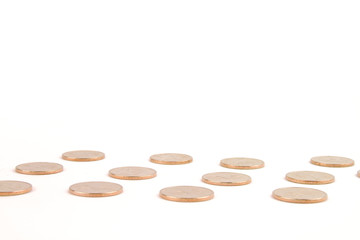 Gold Coins on White Background