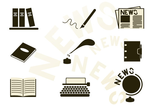 writing and newspaper icons