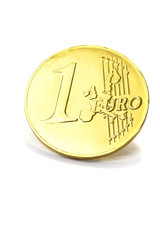 gold coin one euro isolated on white