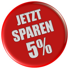 Button rot rund JETZT SPAREN 5%