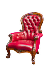 luxury red leather armchair isolated