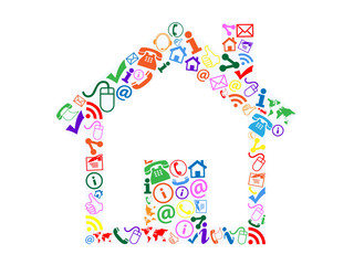 “HOME” Collage (homepage internet website start symbols icons)