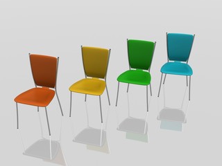 group of chairs stand in a row