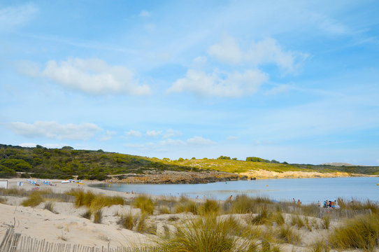 detail of Son Parc beach in Menorca, Balearic Islands, Spain