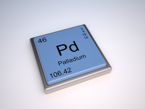 Palladium chemical element of the periodic table with symbol Pd