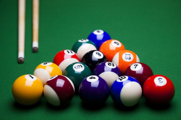 Close up shot of pool balls