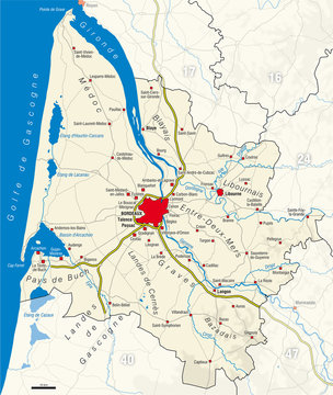 Carte du département de la Gironde [33]