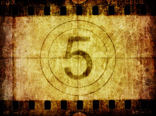 Grunge Film Negative Background Texture and Countdown Leader