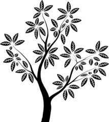 Силуэт дерева с листьями