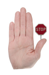 Hand with stopsign