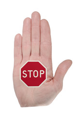 Hand with stopsign
