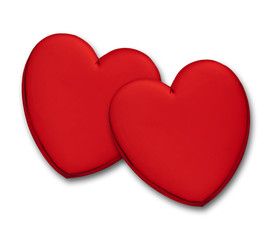 Two glossy red hearts