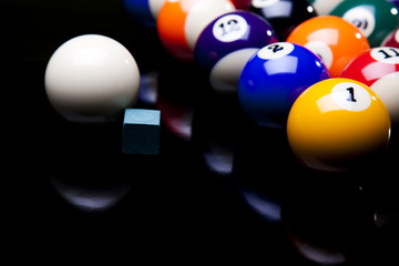 Billiard balls isolated on black