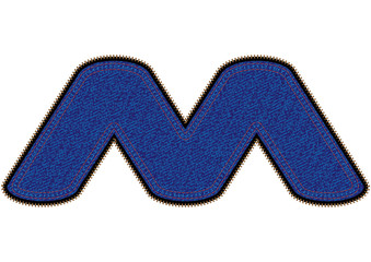 Fototapeta premium Vector image of letter m with blue jeans invoice