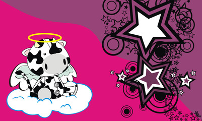 cow angel cartoon background