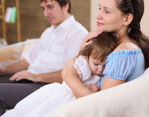 Obraz premium young mother with a daughter at home