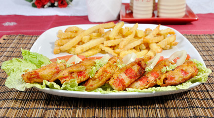 Diet surimi with rice and vegetable