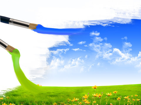 summer nature picture with a brush
