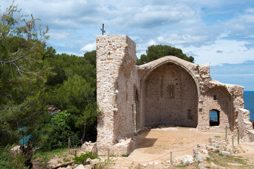 Fototapeta na wymiar Ruin of Spanish church in Tossa de Mar