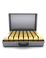 gold bars in steel suitcase