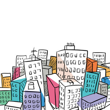 funky city doodle illustration