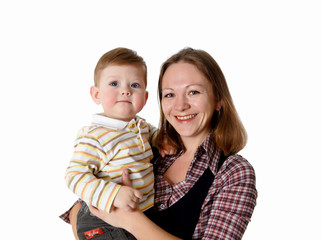 young mother having fun with her little son