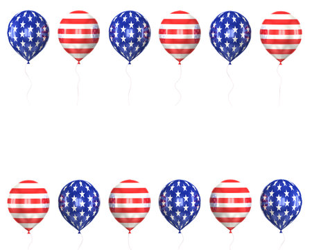 balls with symbols of the U.S. on a white background