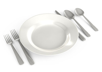 tableware in the restaurant on a white background