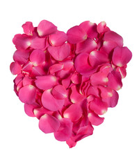 Pink rose petal heart