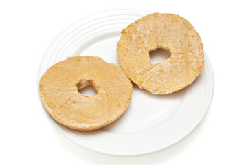 bagels and peanut butter breakfast