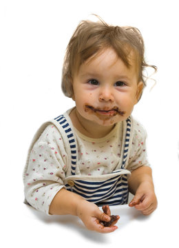 Toddler girl with chocolate