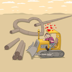 Tractor driver in love