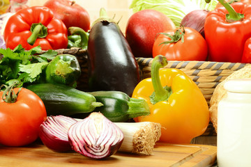 Composition with variety of raw vegetables