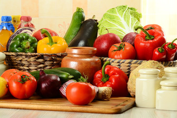 Composition with variety of raw vegetables