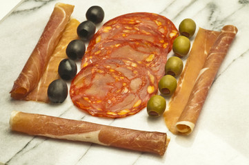 Chorizo und Jamon Serrano  spanische Wurstspezialitäten