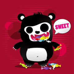 monster eating candies vector cartoon