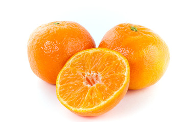 Fresh tangerines isolated on white