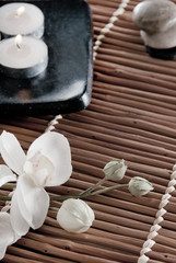 zen setting with silk flower