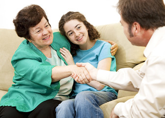 Mom and Teen with Counselor