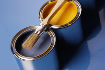 Paint can and brush
