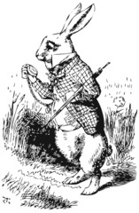 Obraz premium Biały królik z zegarkiem Alice Wonderland