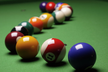 Billiard balls on table