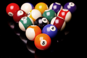Billiard balls on table