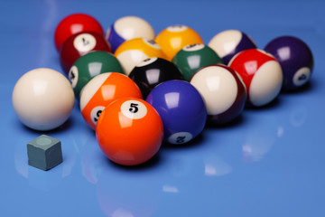 Billiard balls on table